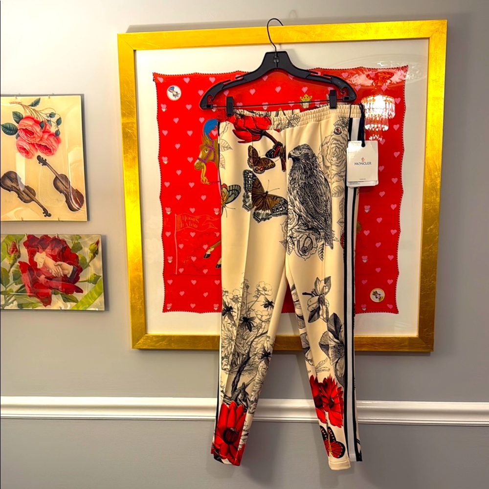 NWT Moncler Floral and Animal Print track pants.